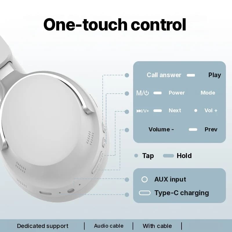 Căști wireless over-ear cu radio FM și autonomie lungă