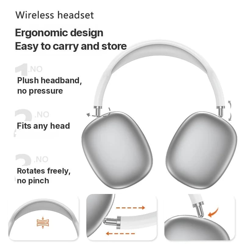 Căști wireless Bluetooth over-ear cu bass profund și încărcare Type-C