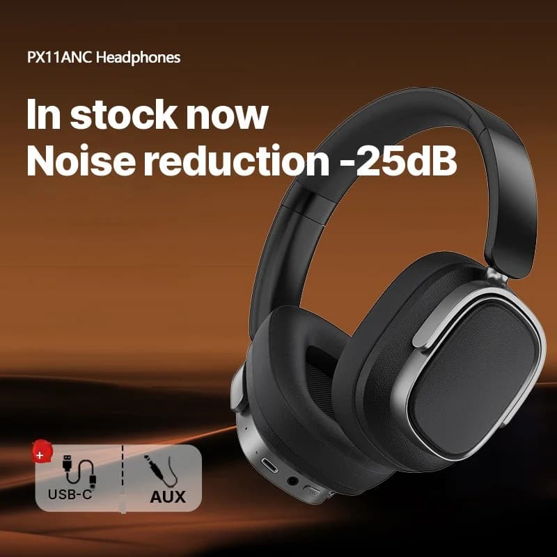 Căști wireless over-ear cu anulare activă a zgomotului și baterie de 35H