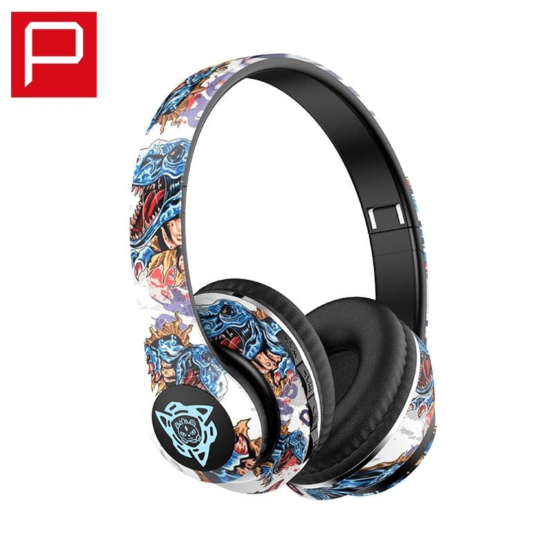 Căști wireless Bluetooth over-ear, design graffiti, pliabile