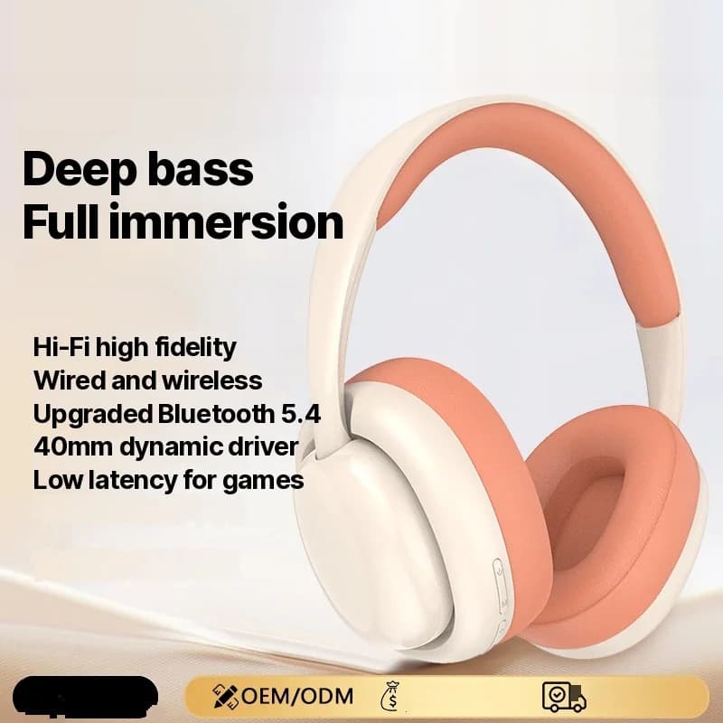Căști Bluetooth wireless over-ear cu radio FM și slot pentru card TF