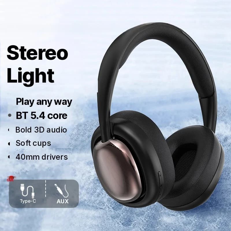 Căști wireless Bluetooth over-ear cu microfon și difuzoare de 40mm