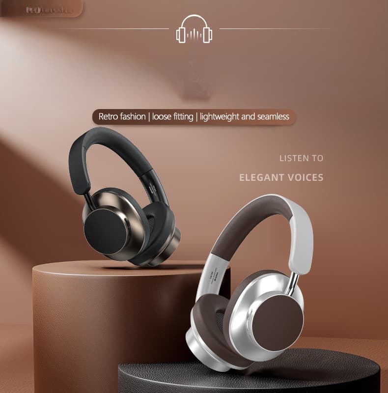 Căști Bluetooth retro over-ear cu radio FM și slot pentru card TF