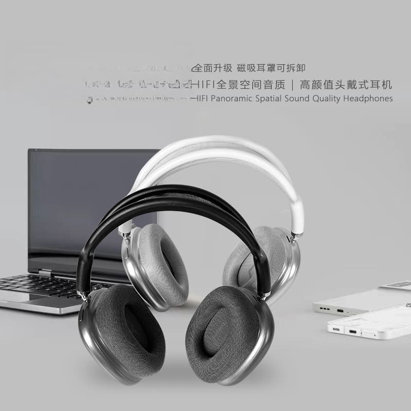 Căști wireless over-ear cu cupe magnetice și bandă din plasă