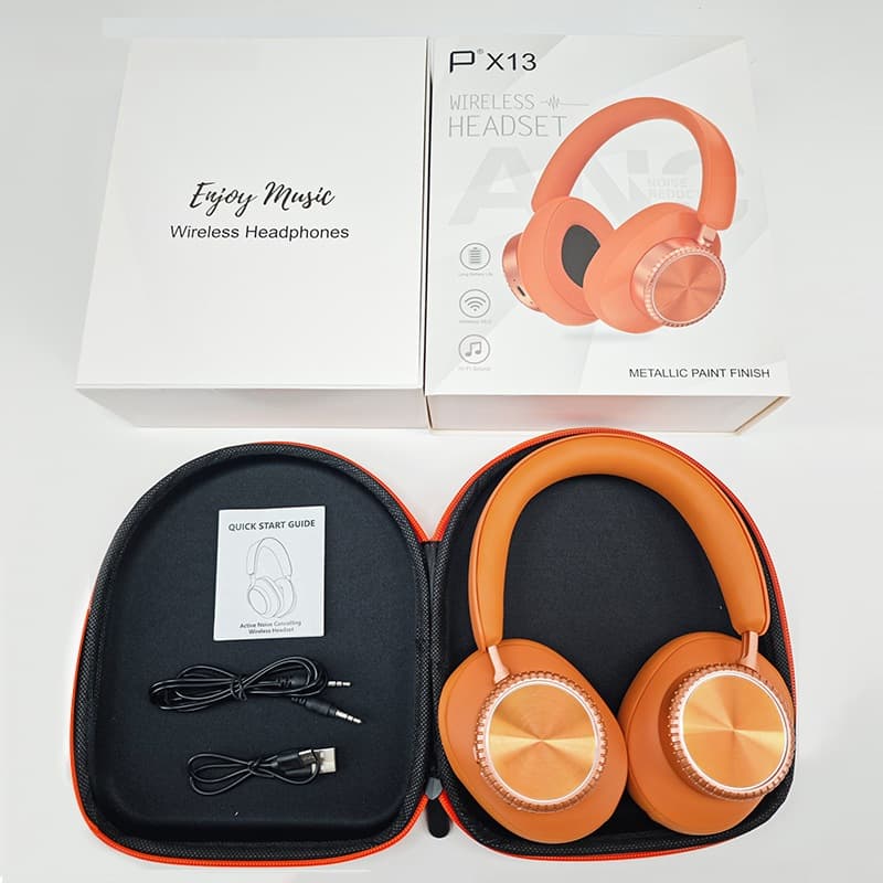 Căști wireless Bluetooth over-ear cu Anulare a Zgomotului și husă